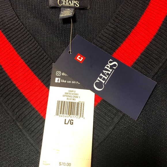 NWT Chaps Tipped V Neck Sweater - Picture 5 of 5